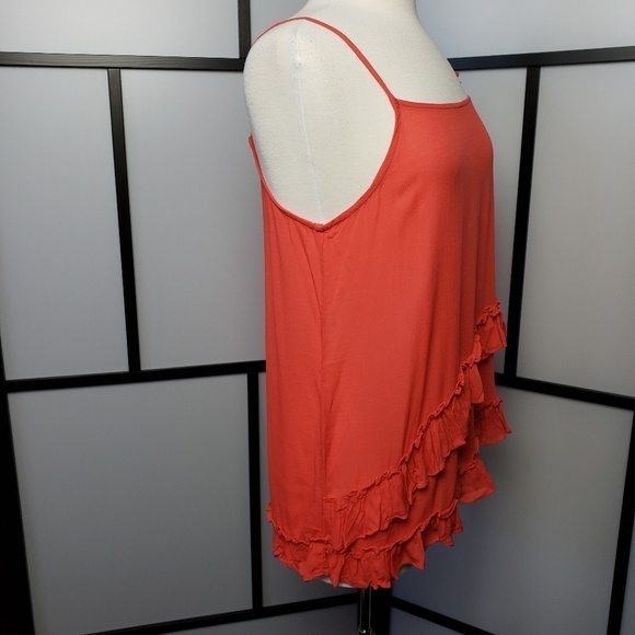 NWT RO & DE coral asymmetric ruffled tank - Picture 3 of 7
